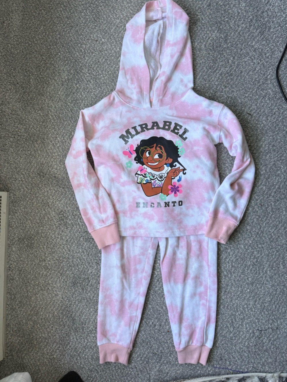 Disney Pink and White Tie-Dye Kids Hoodie Set